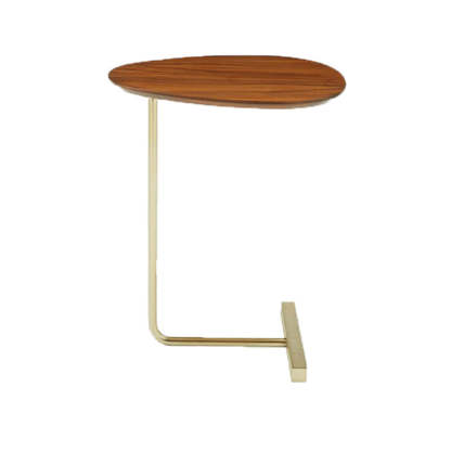 Contemporary Oval Wood Iron 2-Tier End Table