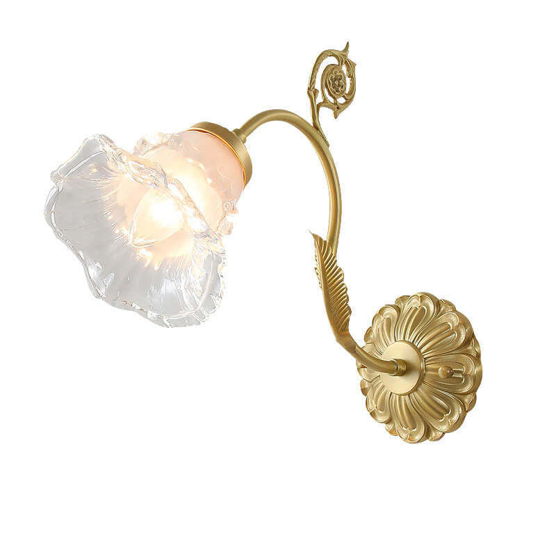 French Glass Flower Copper Wall Sconce