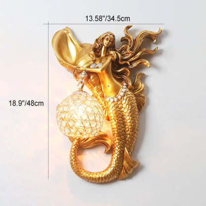 Modern Resin Mermaid Crystal Wall Sconce