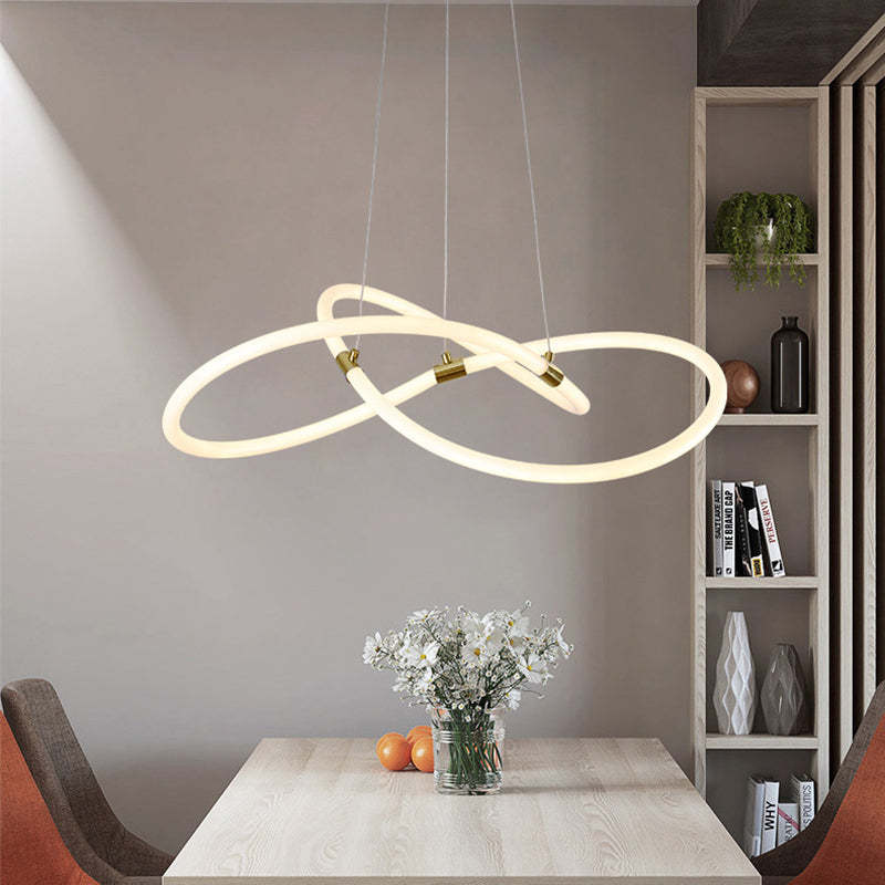 Nordic Acrylic Bending Tube Island LED Chandelier — Warm Light (3000K) / Straight Line Tube / 110V-120V For US/CA