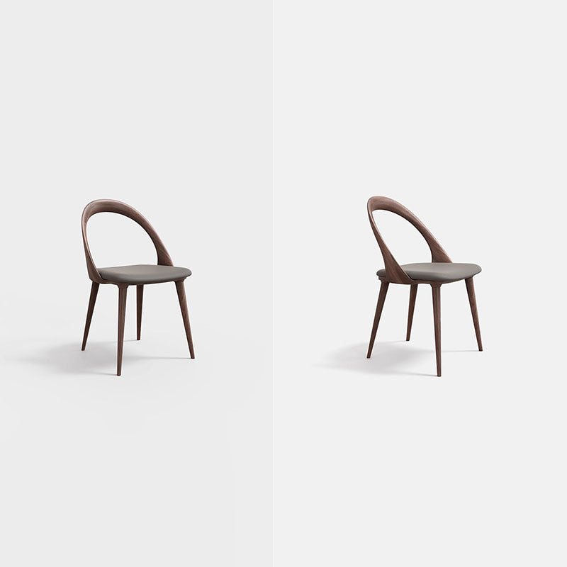 Traditional Chinese Walnut Curved Dining Chair