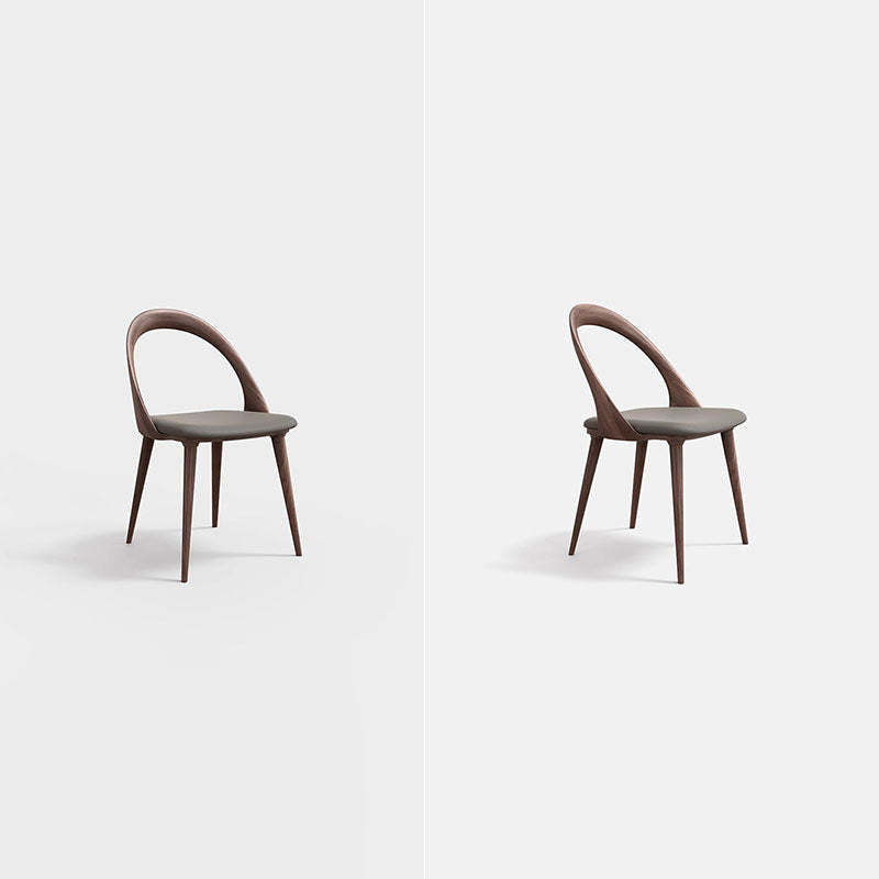 Traditional Chinese Walnut Curved Dining Chair