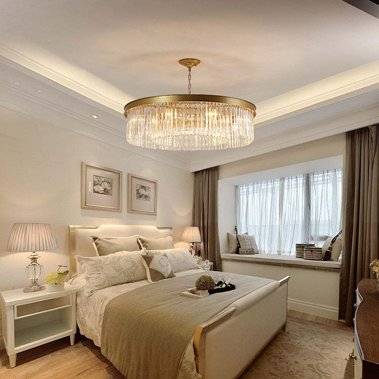 Iron Frame Tiered Crystal 8-Light Chandelier