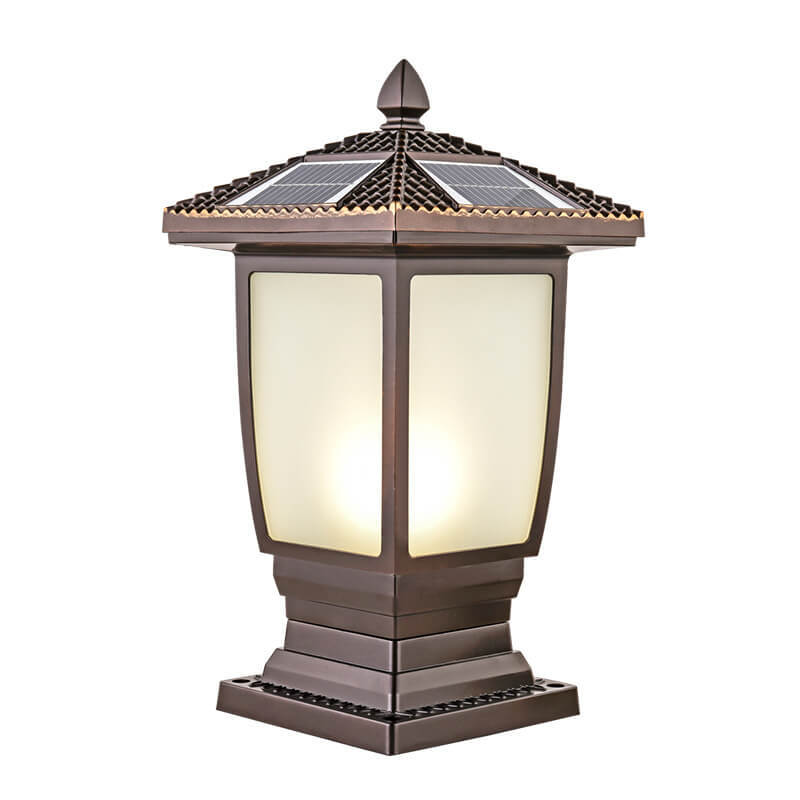 Chinese Solar Coffee Gold Square Column Landscape Light