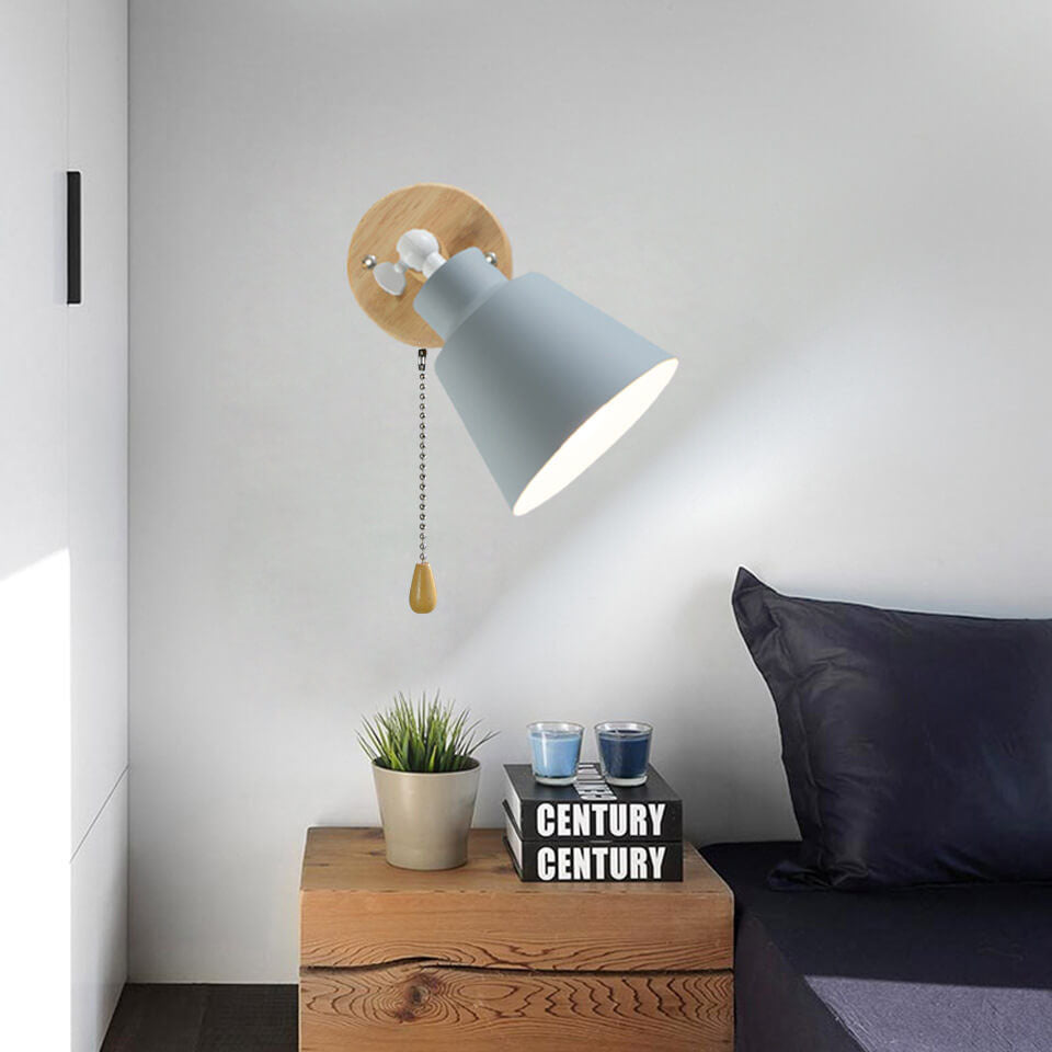Nordic Macaron Rotatable Wood Wall Sconce