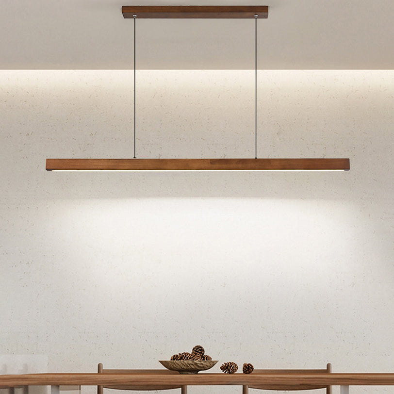 Nordic Rubber Wood Acrylic LED Island Chandelier