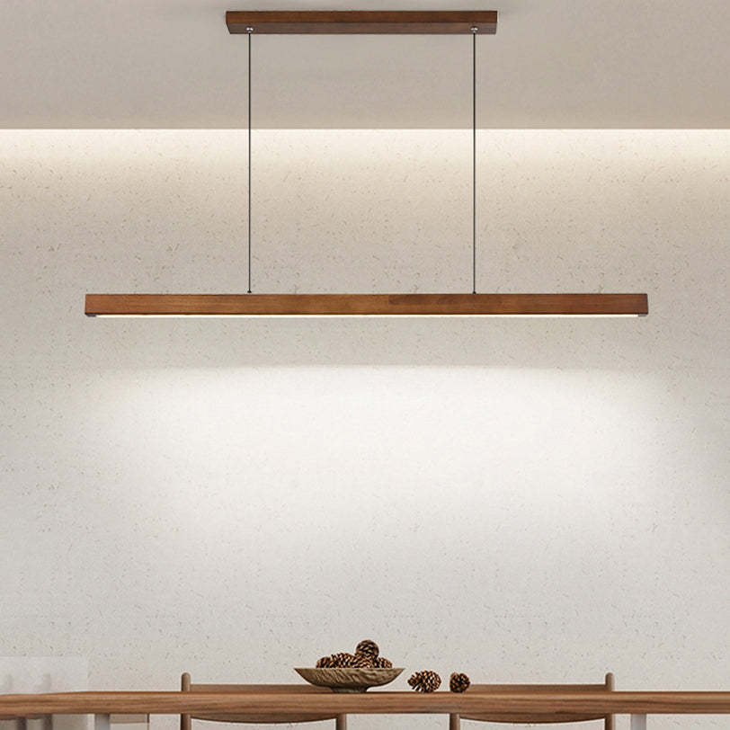 Nordic Rubber Wood Acrylic LED Island Chandelier