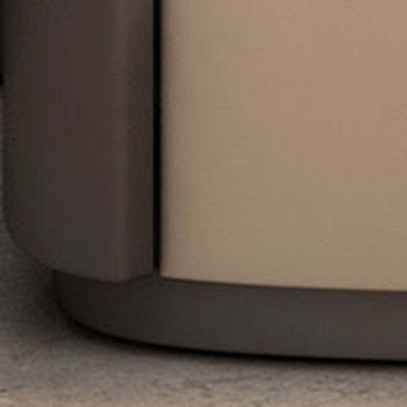 Modern Elliptical Microfiber Leather Wood Nightstand