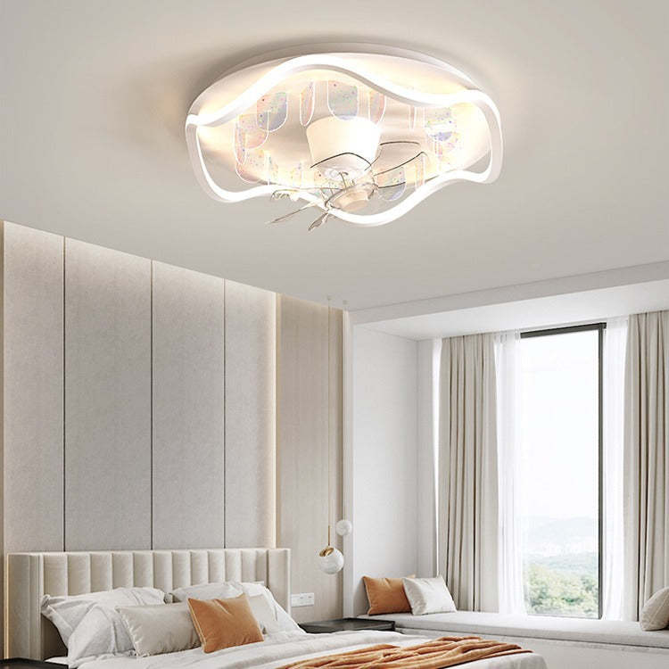 Contemporary Iron Flush Mount Ceiling Fan Light