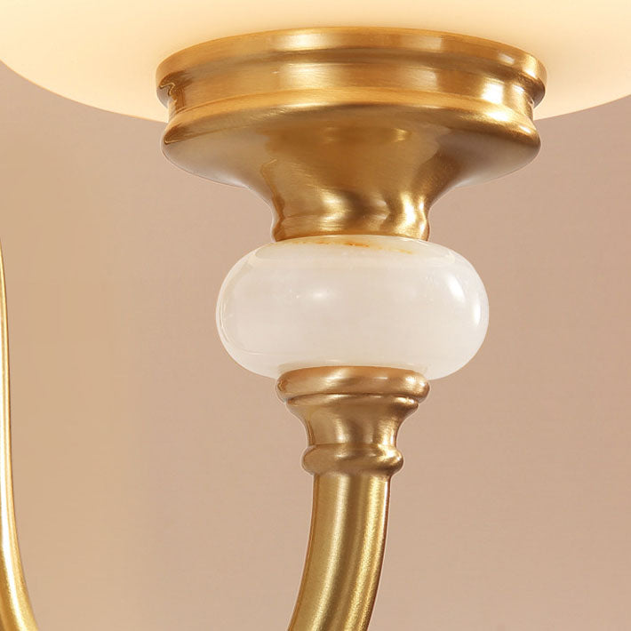 European Jade Glass Brass Cone Cup Sconce