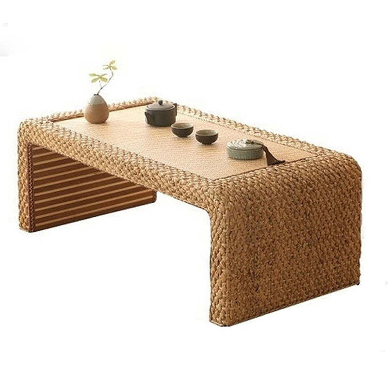 Japanese Rattan Wood Tatami Coffee Table