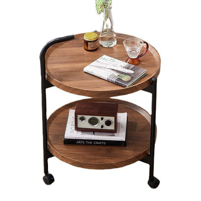 Minimalist Round Iron Wood 2-Tier Coffee Table