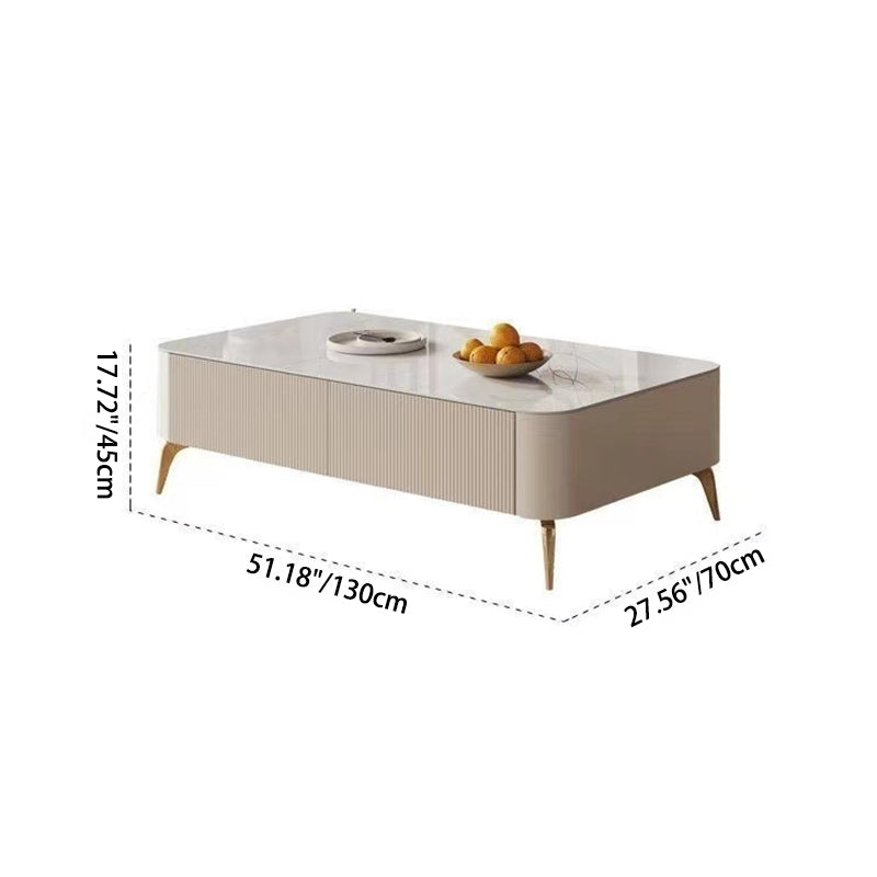 Nordic Striped Rock Plate Rectangular Coffee Table 4-Drawer