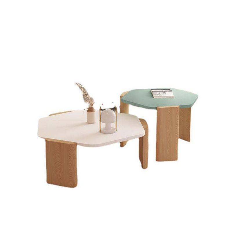 Contemporary Hexagonal Oak Plank End Table