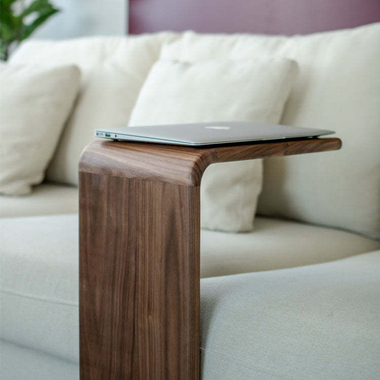 Nordic C-Shaped Walnut End Table
