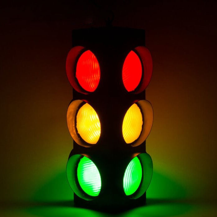 Retro Industrial Traffic Light Iron Glass Pendant