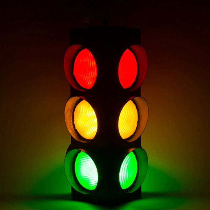 Retro Industrial Traffic Light Iron Glass Pendant