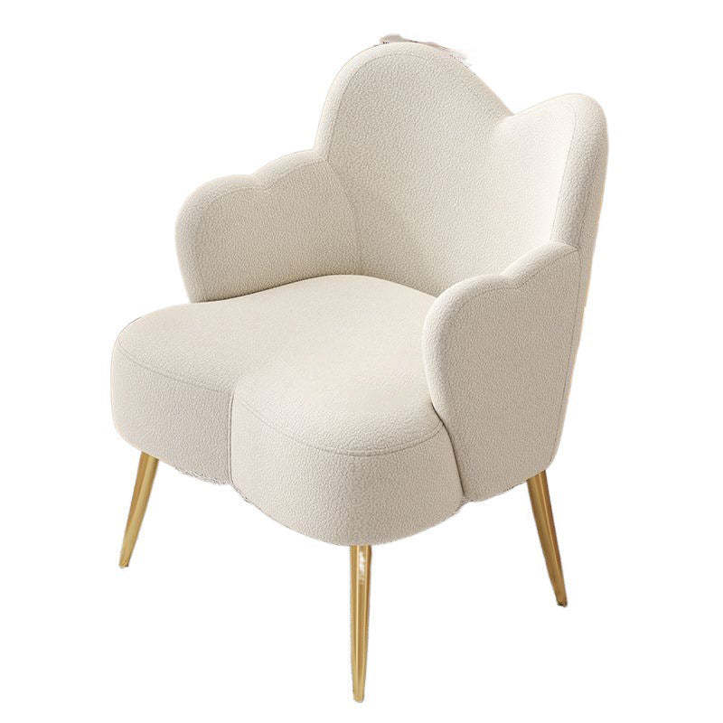 Minimalist Cream Curve Lambswool Vanity Stool