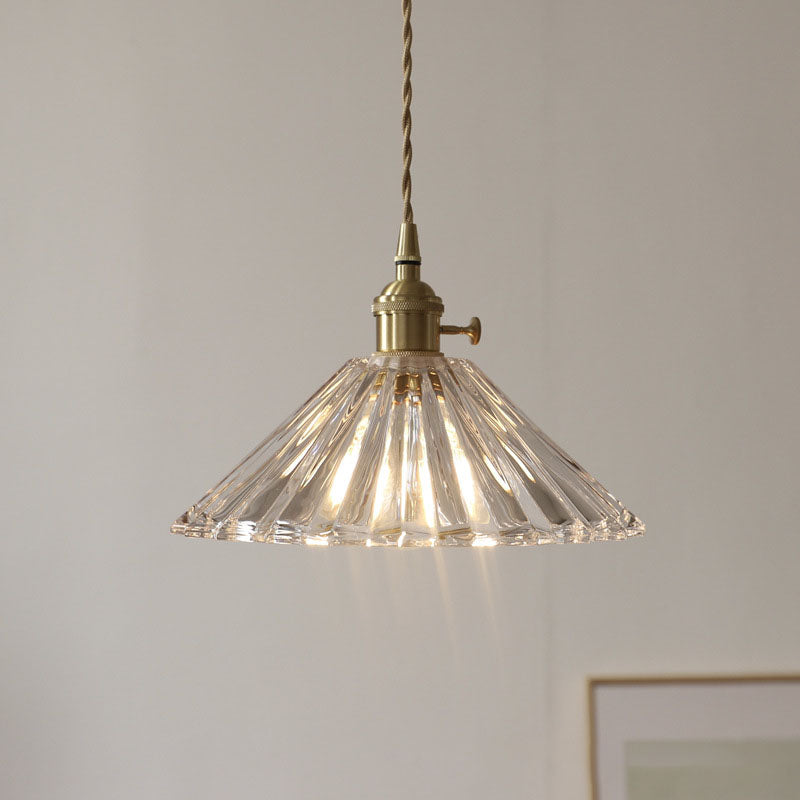 Nordic Vintage Clear Brass Glass Pendant