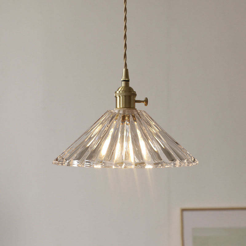 Nordic Vintage Clear Brass Glass Pendant