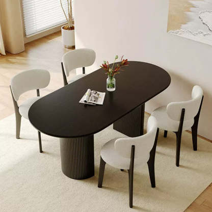 Round Velvet Wooden Dining Chair
