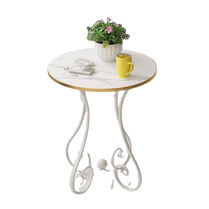 Nordic Heart-Base Engineered Wood Metal Round Coffee Table