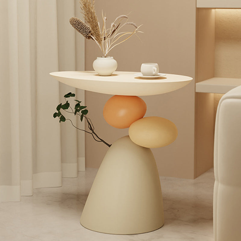 Contemporary Elliptical Branch Resin End Table — Light Green