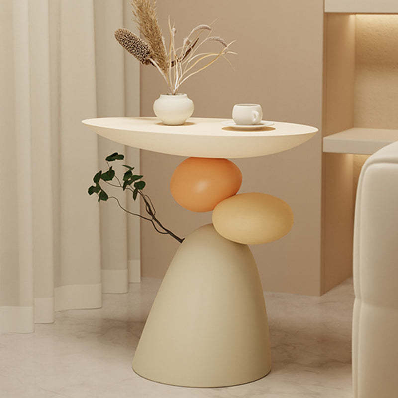 Contemporary Elliptical Branch Resin End Table — Light Green