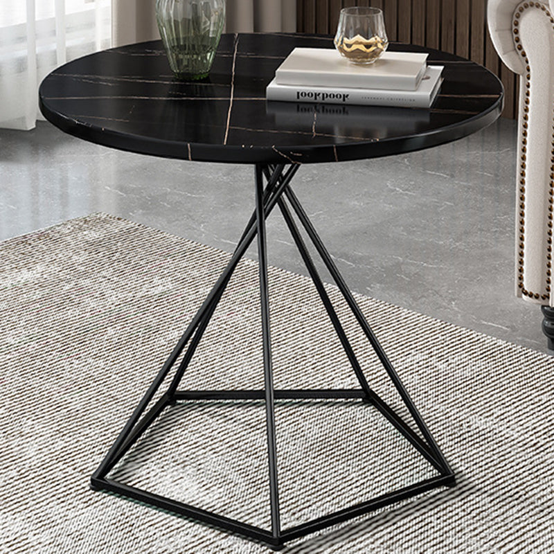 Eclectic Round Iron Rock Slab Coffee Table
