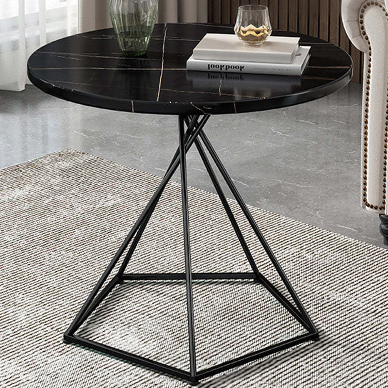Eclectic Round Iron Rock Slab Coffee Table