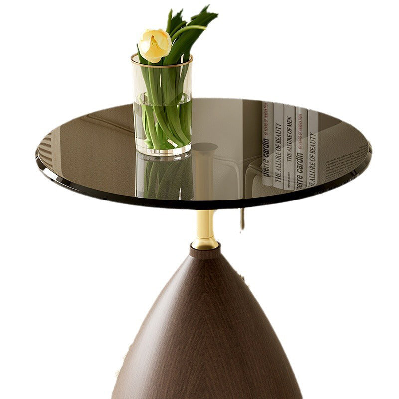 Minimalist Cone Glass Steel End Table