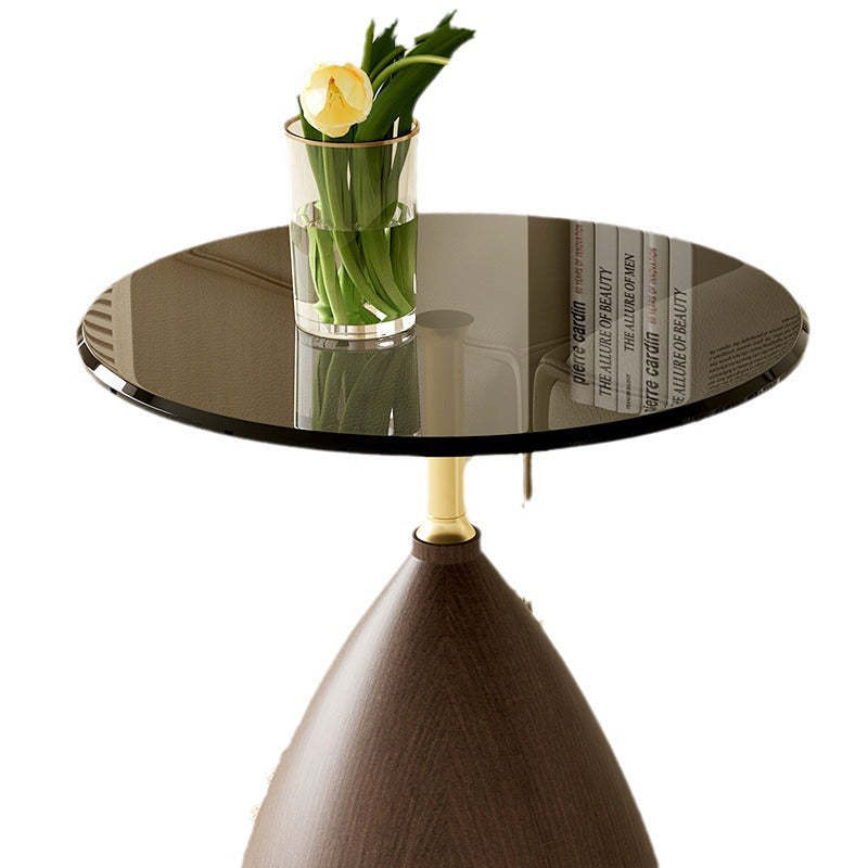 Minimalist Cone Glass Steel End Table