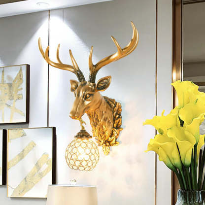 European Retro Deer Head Resin Sconce