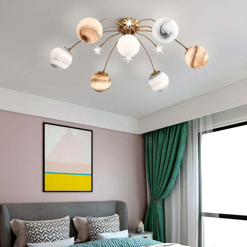 Contemporary Iron Starry Sky Moon Ceiling Light