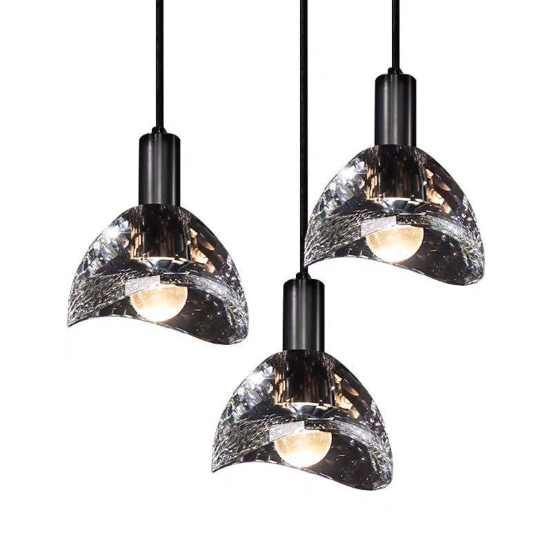 Contemporary Curve Crystal Brass Pendant Light