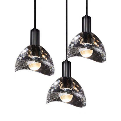 Contemporary Curve Crystal Brass Pendant Light