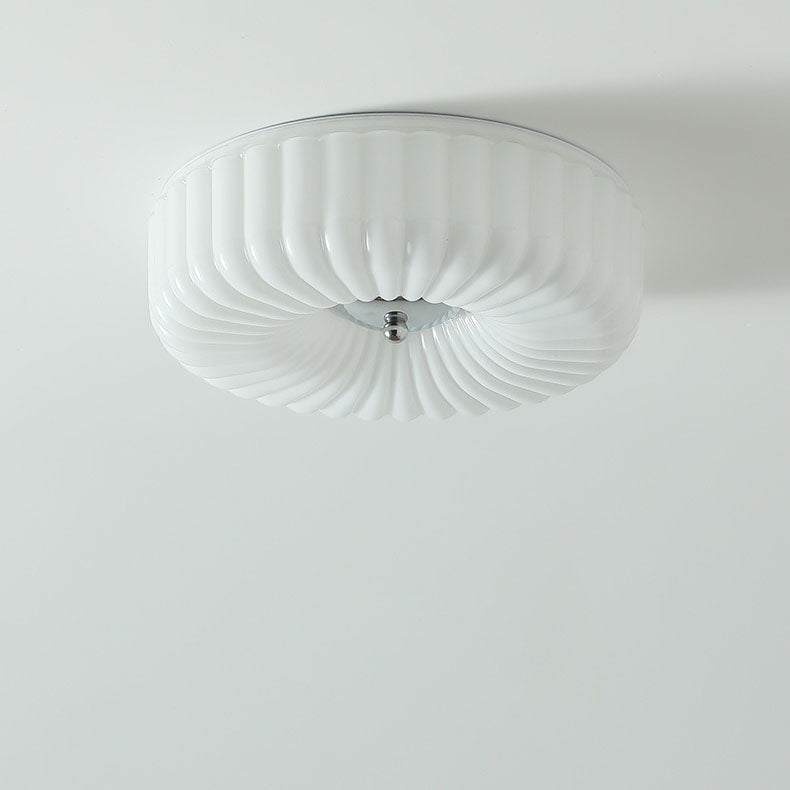 Nordic Striped Glass Round LED Flush Mount Light