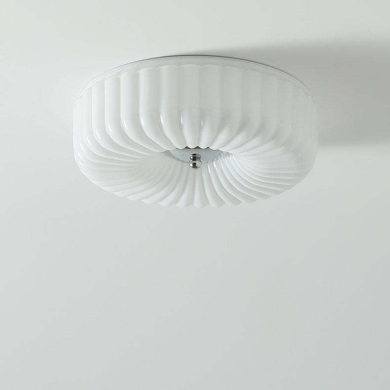 Nordic Striped Glass Round LED Flush Mount Light