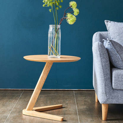 Minimalist V-Shape Base Wood Side Table