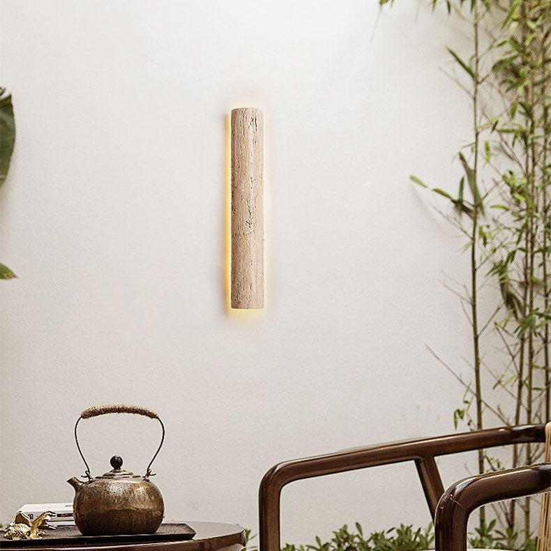 Minimalist Long Yellow Travertine LED Wall Sconce