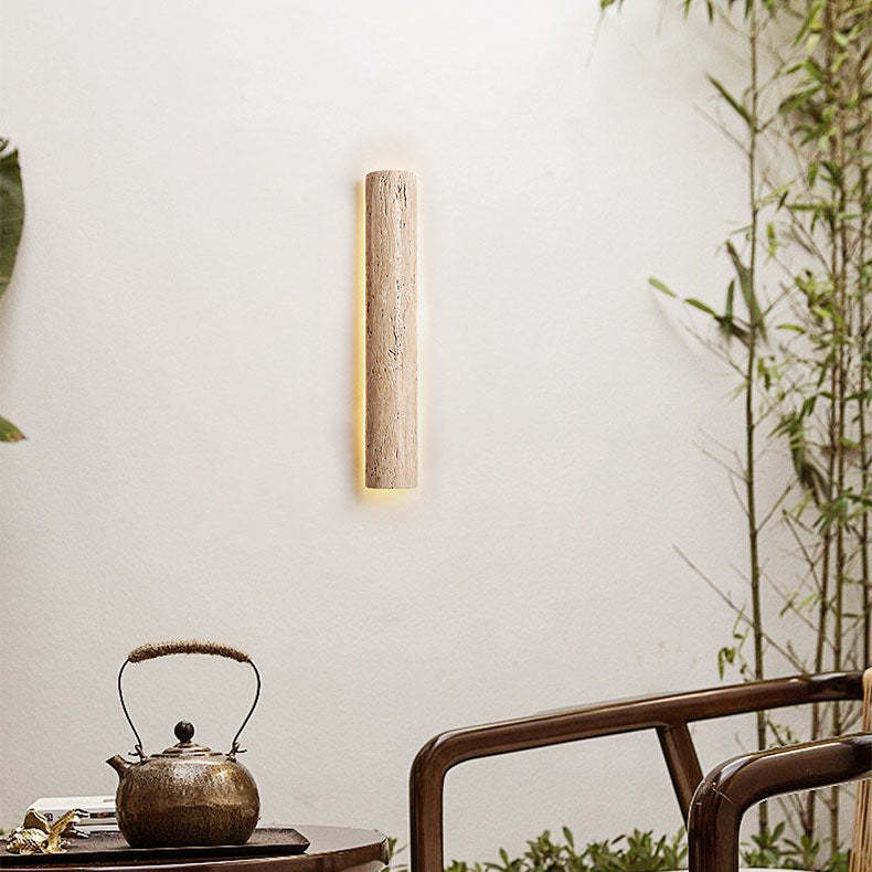 Minimalist Long Yellow Travertine LED Wall Sconce