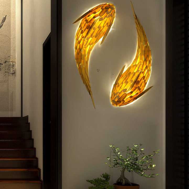 Modern Carp Linden Wood Sconce
