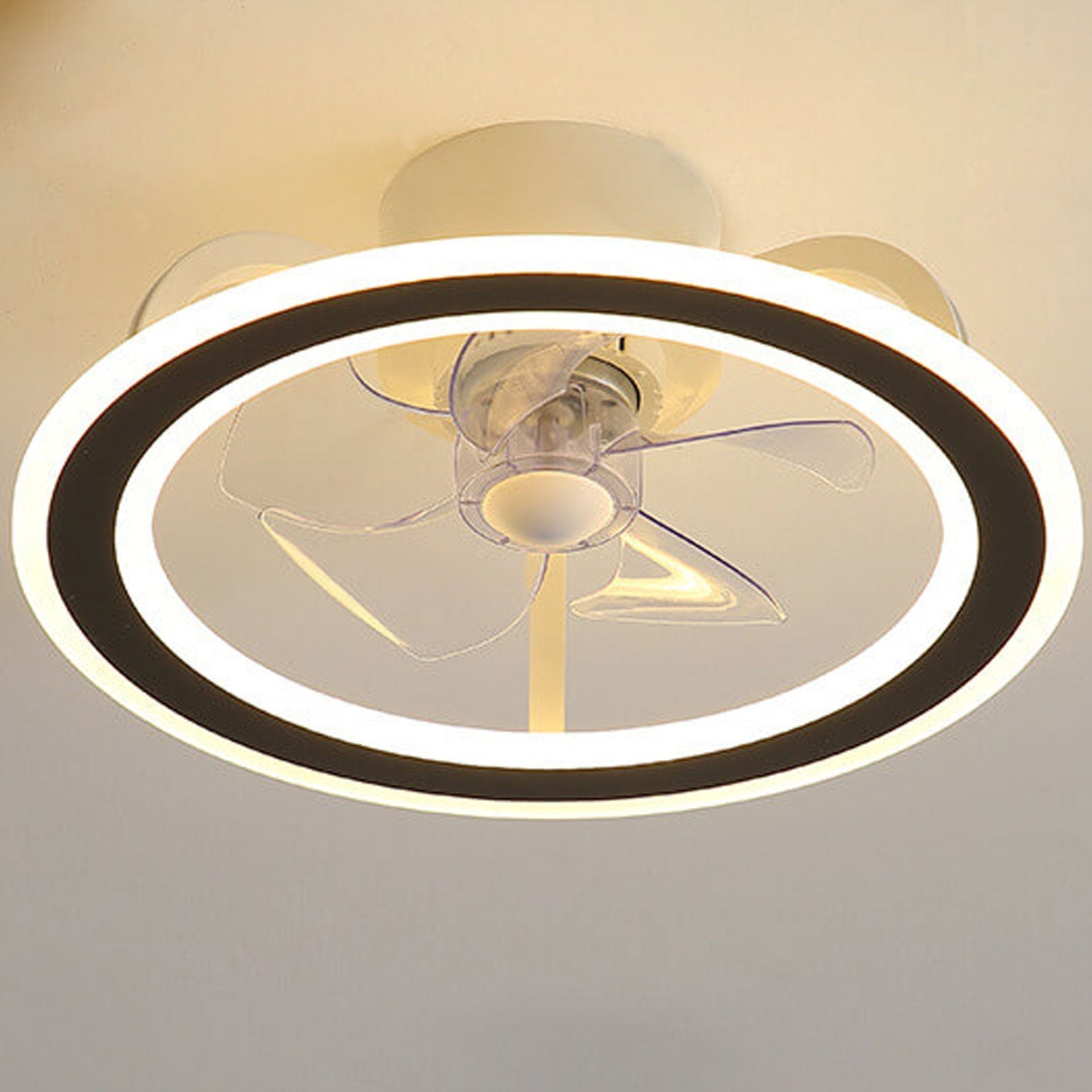 Nordic Round LED Semi-Flush Ceiling Fan Light