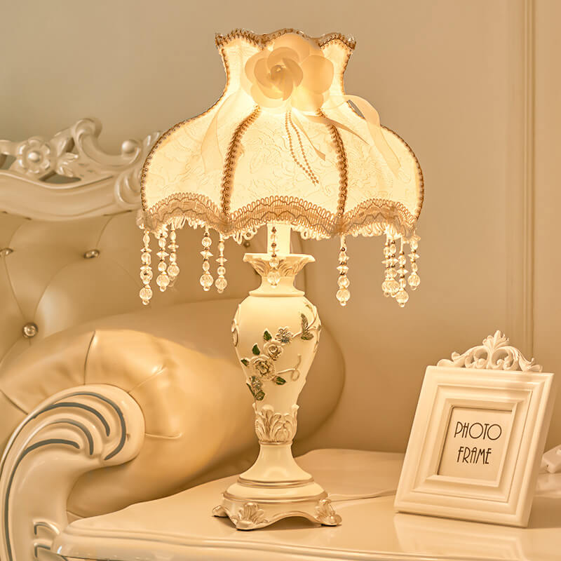 European Retro Carved Resin Fabric Alloy Lamp — B / Dimmer Switch / 110V-120V For US/CA