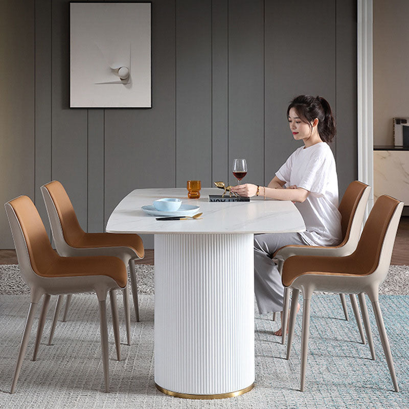 Modern Cowhide Steel Curved Dining Chair