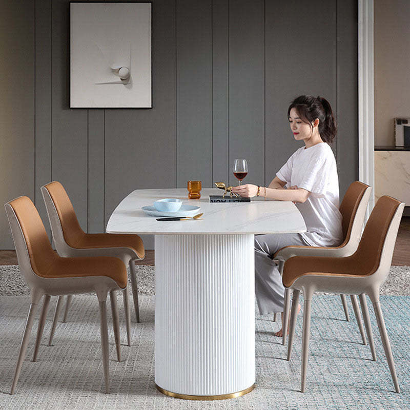 Modern Cowhide Steel Curved Dining Chair