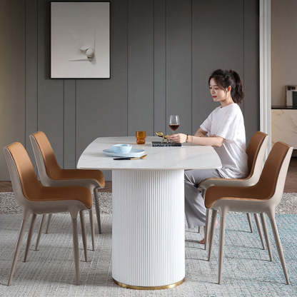 Modern Cowhide Steel Curved Dining Chair