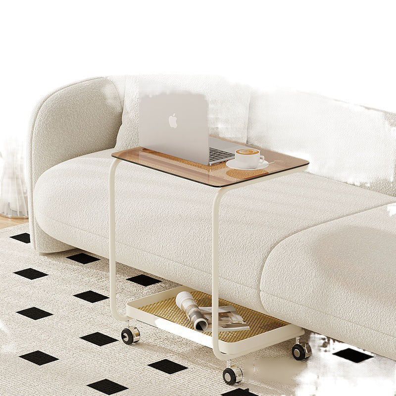 Scandinavian C-Shaped Glass Top End Table