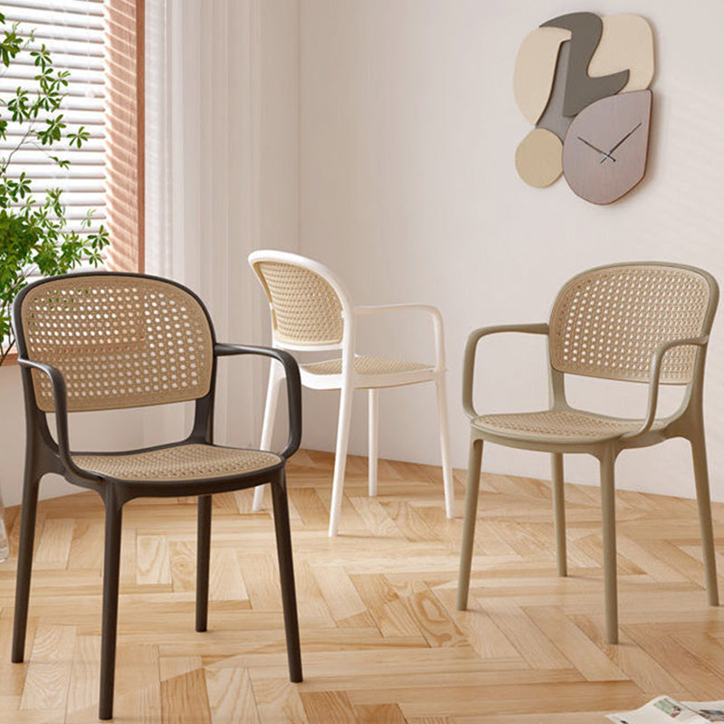 Nordic Rattan Plastic Dining Armchair — Black