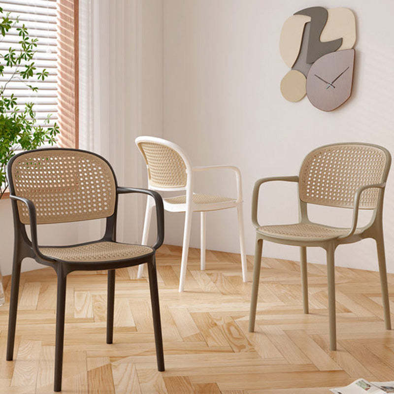 Nordic Rattan Plastic Dining Armchair — Black